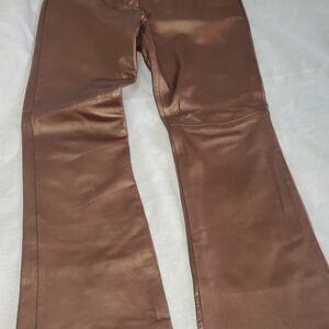 Cache Brown Flare Pants 100% Lamb Leather Size 8